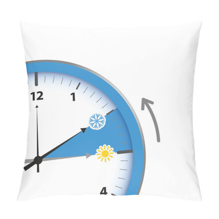 Personality  Clock Switch To Winter Time Sun And Snowflake Vector Illustration EPS10 Pillow Covers