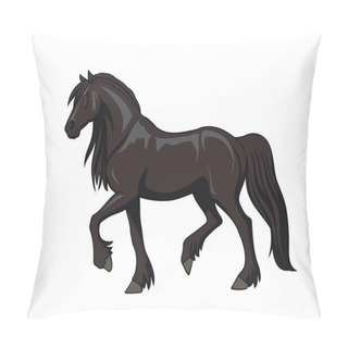 Personality  Running Black Friesian Horse  Pillow Covers