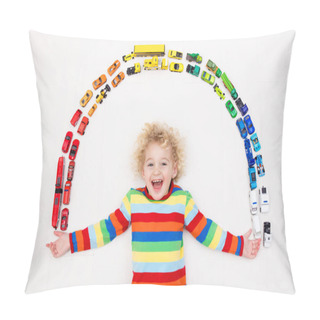 Personality  Little Boy Playing With Toy Cars. Toys For Kids. Pillow Covers