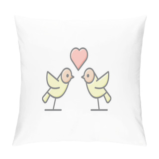 Personality  Lovebirds Icon, Birds, Love, Romance, Affection Lineal Color Icon, Editable Vector Icon, Pixel Perfect, Illustrator Ai File Pillow Covers