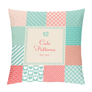Personality  12 Cute Different Vector Seamless Patterns (tiling). Pillow Covers