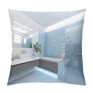 Personality  Bright Bathroom In Blue Pillow Covers