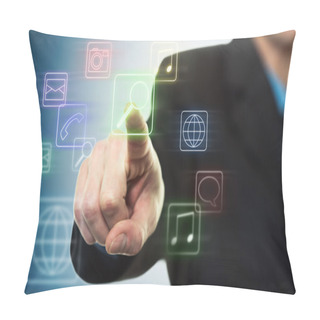 Personality  Businessman Pressing Application Button Pillow Covers