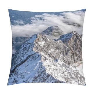 Personality  Snow Mountain View In Summer From Top Of Germany Zugspitze View Point Pillow Covers