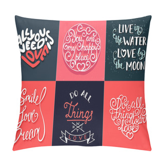 Personality  Set Of Romantic Vector Hand Drawn Unique Typography  Pillow Covers