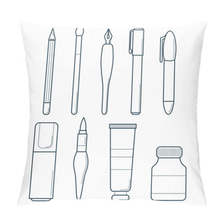 Personality  Drawing Tools Icon Set Pillow Covers