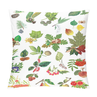 Personality  Set Of Trees Leaves And Fruits Pillow Covers