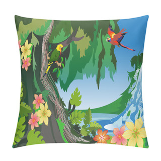 Personality  Vector Image Of Tropical Forest Pillow Covers