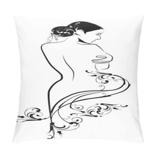 Personality  Freehand Sketch Of Beautiful Girl With Floral Arabesque In Art N Pillow Covers