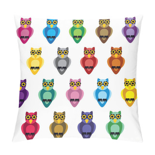 Personality  Cartoon Owls PatchworkPrint Pillow Covers