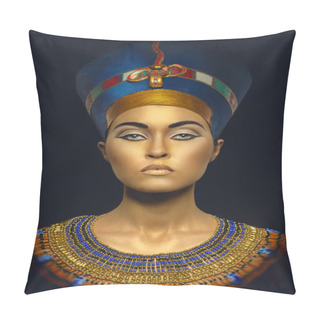 Personality  Woman With Golden Skin In Egyptian Style Pillow Covers