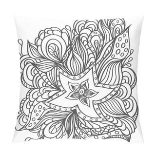 Personality  Background With Doodle Starfishes Seaweeds  For Coloring Page Pillow Covers