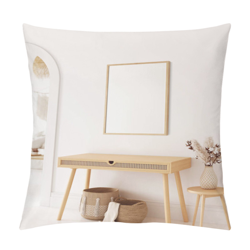 Personality   Frame & poster mockup in Boho style interior. 3d rendering, 3d illustration pillow covers