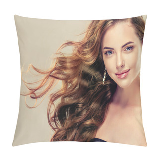 Personality  Girl With Long Curly Hair Pillow Covers