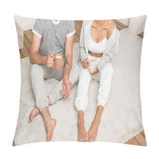 Personality  Couple Drinking Coffee While Sitting At Home Pillow Covers