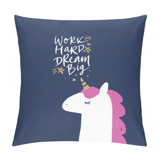 Personality  Vector Cute Unicorn Illustration, Card And T-shirt Design Pillow Covers