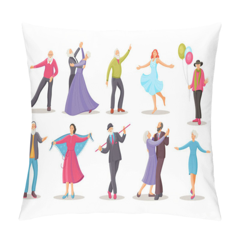 Personality  Stylish elderly man and woman senior aged persons dance. pillow covers