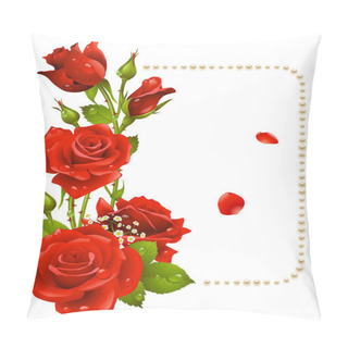 Personality  Vector Red Rose And Pearls Frame. Design Element. Pillow Covers