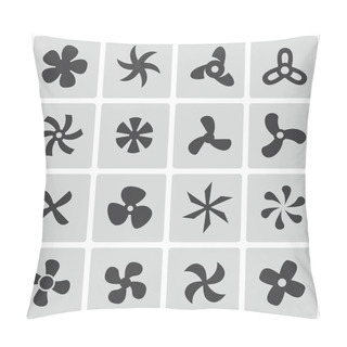 Personality  Vector Black Fans And Propellers Icons Set Pillow Covers