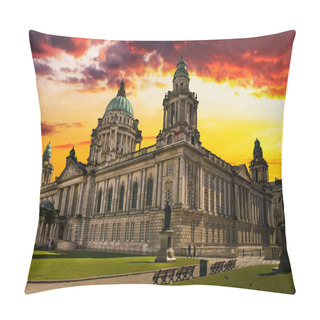 Personality  Sunset Image Of City Hall, Belfast Northern Ireland Pillow Covers