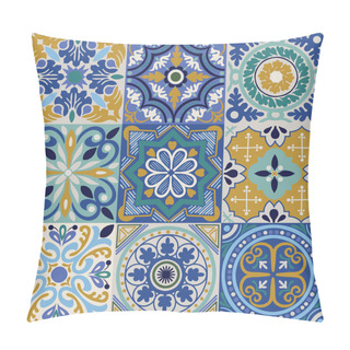 Personality  Vector Ceramic Portuguese Tiles Seamless Pattern Background Pillow Covers