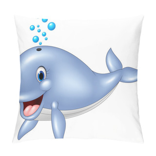 Personality  Cartoon Blue Whale Isolated On White Background Pillow Covers