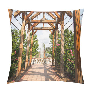 Personality  Rose Trellis Over Brick Sidewalk Pillow Covers
