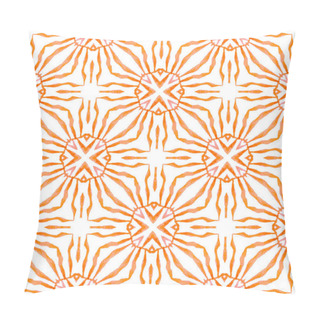 Personality  Repeating Striped Hand Drawn Border. Orange Amazing Boho Chic Summer Design. Striped Hand Drawn Design. Textile Ready Exquisite Print, Swimwear Fabric, Wallpaper, Wrapping. Pillow Covers