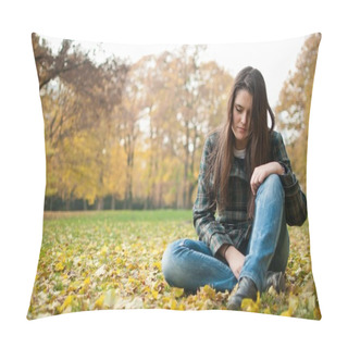 Personality  Young Woman In Depression Outdoor Pillow Covers