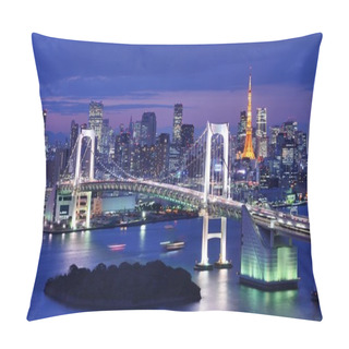 Personality  Rainbow Bridge Spanning Tokyo Bay With Tokyo Tower Pillow Covers