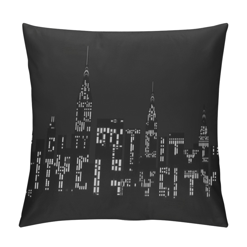 Personality  City at night, silhouette with words city. pillow covers