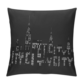 Personality  City At Night, Silhouette With Words City. Pillow Covers