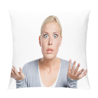 Personality  Worried Woman Spread Hands Pillow Covers