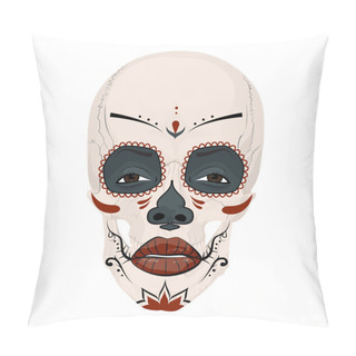 Personality  Mexican Skull Girl In Tattoo Style With Traditional Make-up Pillow Covers