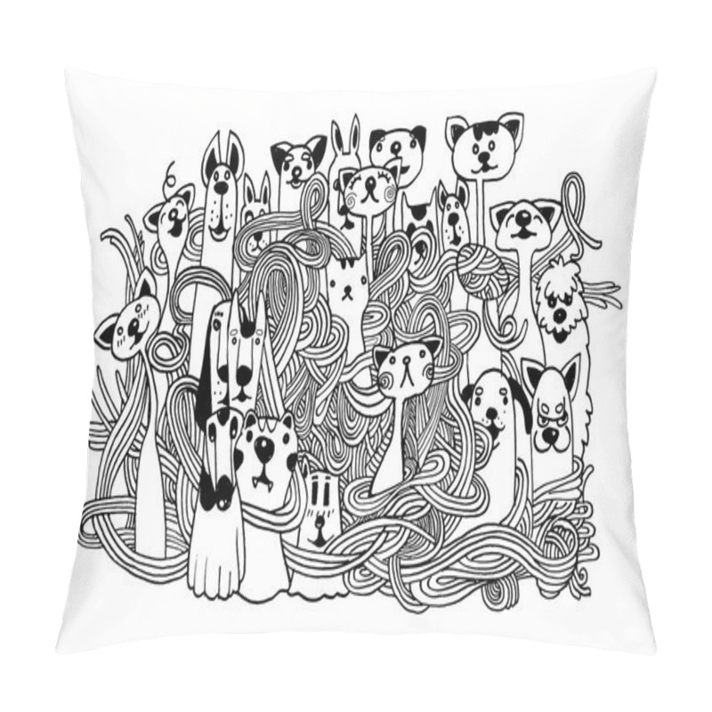 Personality  hand drawn doodle pet background pillow covers