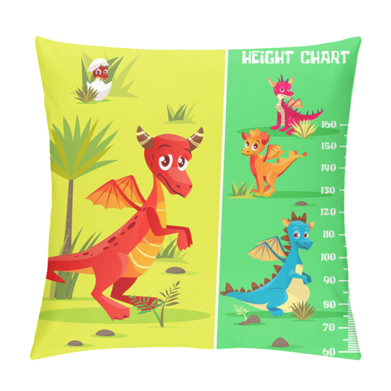 Personality  Vector height chart, wall meter baby dinosaurs pillow covers