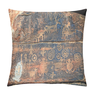 Personality  Indian Petroglyphs On A Rock Face Pillow Covers