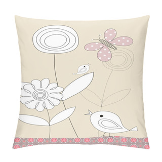 Personality  Pretty Birds, Butterflies And Flowers, Childrens Illustration Pillow Covers