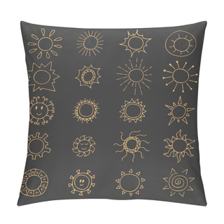 Personality  Hand Drawn Set Of Different Suns And  Sunbursts Pillow Covers