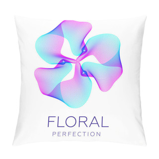 Personality  Fantastic Flower Icon, Abstract Shape With Lots Of Blending Lines And Gradient Color. Vector Illustration. Sample Text - Floral Perfection. Pillow Covers
