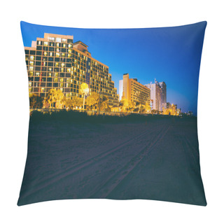 Personality  Tire Tracks On The Beach And Hotels At Night, In Daytona Beach,  Pillow Covers