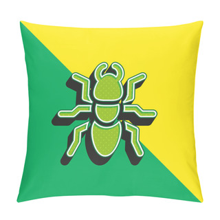 Personality  Ant Green And Yellow Modern 3d Vector Icon Logo Pillow Covers