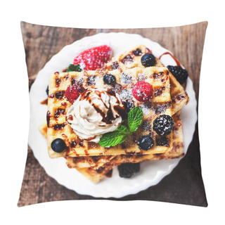 Personality  Belgian Waffles With Mint Leaves Pillow Covers
