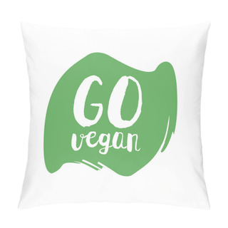 Personality  Go Green Letters In Grunge Round Background. Vector Logo Illustration Pillow Covers