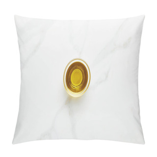 Personality  Top View Of Olive Oil In Glass Bowl On Marble Background Pillow Covers