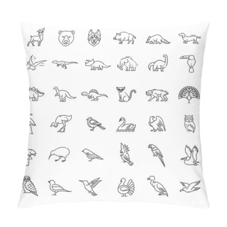 Personality  Line Animals Concepts. Vector Thin Icons Set Pillow Covers