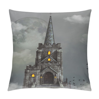 Personality  Gothic Church Over The Clouds Pillow Covers