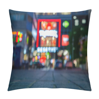Personality  City Shed On The Background Of The Night Bokeh. Out Of Focus Image Of The Evening City Pillow Covers