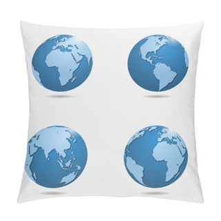 Personality  Set Of High Detailed Vector Globes. Vector Illustration. Pillow Covers