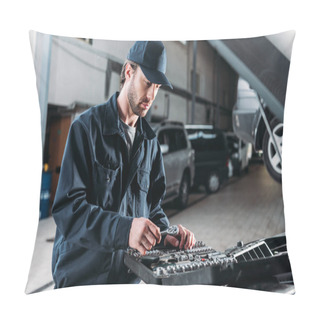 Personality  Mechanic With Tool Case In Auto Repair Shop Pillow Covers